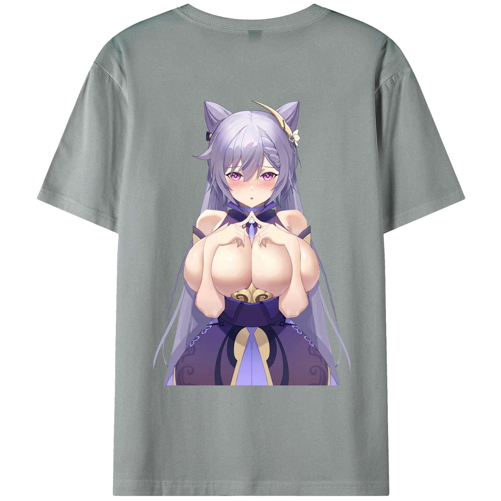 げんし神 刻晴 こくせい genshin Kokusei 綿100％ メンズ半袖Tシャツ（バックプリント） 通気性